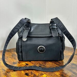 Versace Black Nylon Leather Shoulder Bag Medusa‎ Logo Shoulder Purse